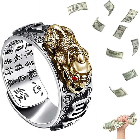 Feng Shui Pixiu Mantra Ring Original，Anillo Feng Shui Pixiu De La, Buddhist Good Luck Amulet Mantra Protection Wealth Love Health Feng Shui Ring Gift in Kuwait