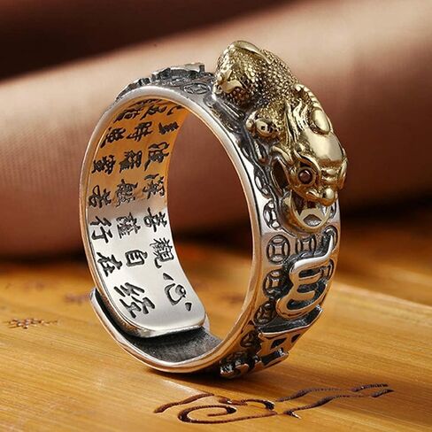 Feng Shui Pixiu Mantra Ring Original，Anillo Feng Shui Pixiu De La, Buddhist Good Luck Amulet Mantra Protection Wealth Love Health Feng Shui Ring Gift in Kuwait