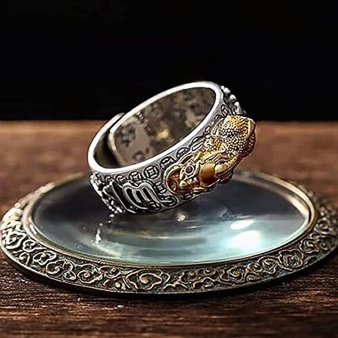 Feng Shui Pixiu Mantra Ring Original，Anillo Feng Shui Pixiu De La, Buddhist Good Luck Amulet Mantra Protection Wealth Love Health Feng Shui Ring Gift in Kuwait