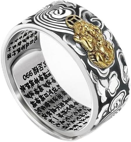 Feng Shui Pixiu Mantra Ring Original，Anillo Feng Shui Pixiu De La, Buddhist Good Luck Amulet Mantra Protection Wealth Love Health Feng Shui Ring Gift in Kuwait