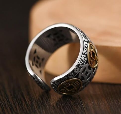 Feng Shui Pixiu Mantra Ring Original，Anillo Feng Shui Pixiu De La, Buddhist Good Luck Amulet Mantra Protection Wealth Love Health Feng Shui Ring Gift in Kuwait