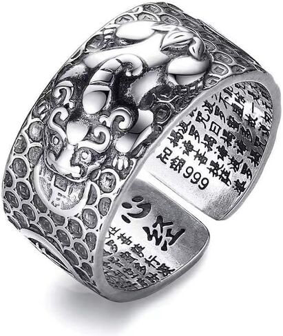 Feng Shui Pixiu Mantra Ring Original，Anillo Feng Shui Pixiu De La, Buddhist Good Luck Amulet Mantra Protection Wealth Love Health Feng Shui Ring Gift in Kuwait