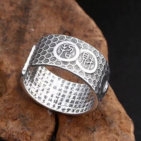Feng Shui Pixiu Mantra Ring Original，Anillo Feng Shui Pixiu De La, Buddhist Good Luck Amulet Mantra Protection Wealth Love Health Feng Shui Ring Gift in Kuwait
