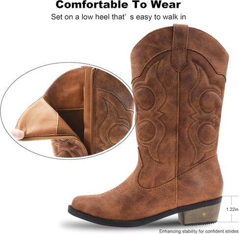 LseLom Girls Cowboy Boots Cowgirl Fashion Ankle Western Boots Boys Boots with Walking Heel Little Kid Big Kid in Kuwait