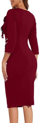 Funeral Church Dresses for Women Formal Long Sleeve Wrap Business Work Dress Vintage Ruched Midi Pencil Dress in Kuwait