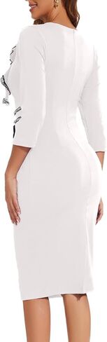 Funeral Church Dresses for Women Formal Long Sleeve Wrap Business Work Dress Vintage Ruched Midi Pencil Dress in Kuwait