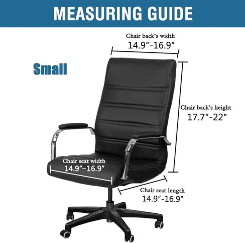 Shukii Waterproof Office Chair Cover PU Leather Computer Seat Covers Stretch Rotating Chair Slipcover with Elastic Bottom Universal Chair Protectors for Rotating Boss Chair (Black, Large) in Kuwait