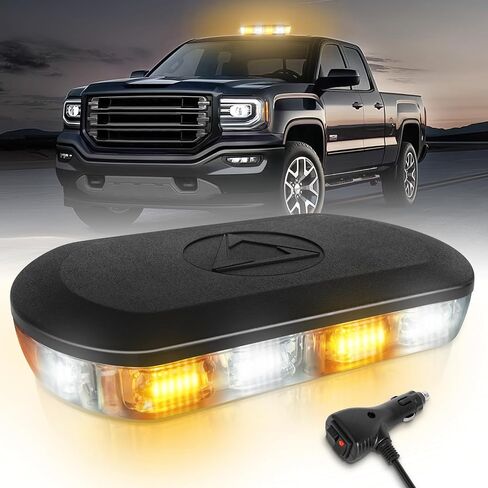 HLauto 700A Rooftop Emergency Strobe Lights Bar, 72 LED Amber White Mini Beacon Safety Flashing Warning Traffic Lights Bar w/Magnetic Base for 12-24V Trucks, Construction Vehicles, Snowplow, Cars in Saudi Arabia