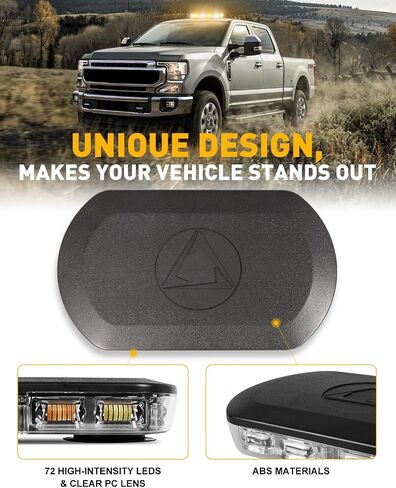HLauto 700A Rooftop Emergency Strobe Lights Bar, 72 LED Amber White Mini Beacon Safety Flashing Warning Traffic Lights Bar w/Magnetic Base for 12-24V Trucks, Construction Vehicles, Snowplow, Cars in Saudi Arabia