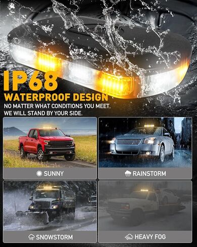 HLauto 700A Rooftop Emergency Strobe Lights Bar, 72 LED Amber White Mini Beacon Safety Flashing Warning Traffic Lights Bar w/Magnetic Base for 12-24V Trucks, Construction Vehicles, Snowplow, Cars in Saudi Arabia