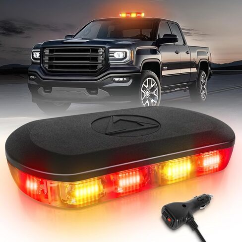 HLauto 700A Rooftop Emergency Strobe Lights Bar, 72 LED Amber White Mini Beacon Safety Flashing Warning Traffic Lights Bar w/Magnetic Base for 12-24V Trucks, Construction Vehicles, Snowplow, Cars in Saudi Arabia