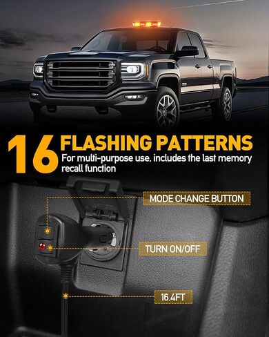 HLauto 700A Rooftop Emergency Strobe Lights Bar, 72 LED Amber White Mini Beacon Safety Flashing Warning Traffic Lights Bar w/Magnetic Base for 12-24V Trucks, Construction Vehicles, Snowplow, Cars in Saudi Arabia