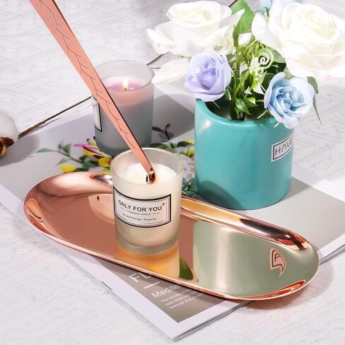 Champagne Gold 4 in 1 Candle Accessory Set with Candle Tray Plate, Wick Trimmer Cutter, Snuffer Extinguisher and Wick Dipper, Steel Candle Care Kit with Gift Package for Candle Lover in Saudi Arabia