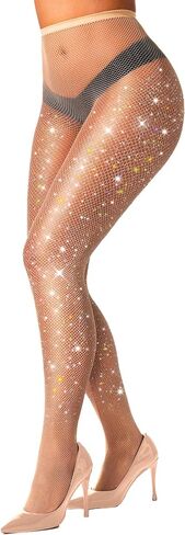 VEBZIN Holographic Sparkly Fishnets Tights Fishnet Stockings Rhinestone Fishnet Tights for Women in Kuwait
