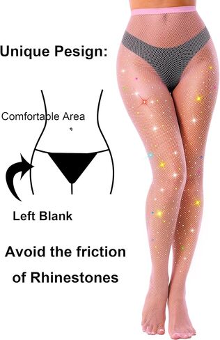 VEBZIN Holographic Sparkly Fishnets Tights Fishnet Stockings Rhinestone Fishnet Tights for Women in Kuwait