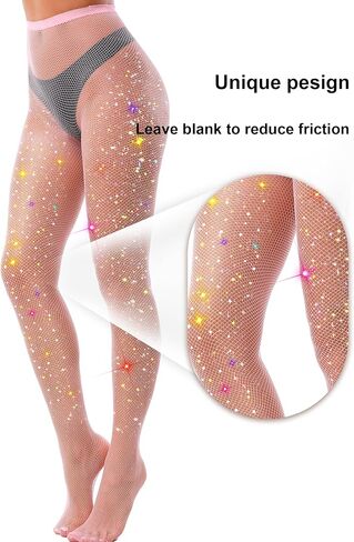 VEBZIN Holographic Sparkly Fishnets Tights Fishnet Stockings Rhinestone Fishnet Tights for Women in Kuwait