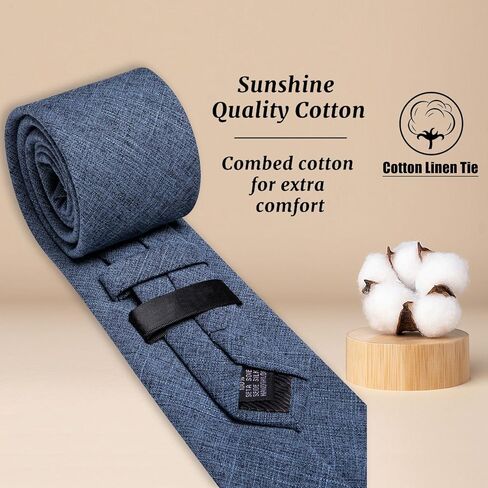 YOHOWA Extra Long Men's Tie Set with Clip Wool Linen Solid Checkered Business Wedding Neckties Handkerchief Cufflinks in Kuwait