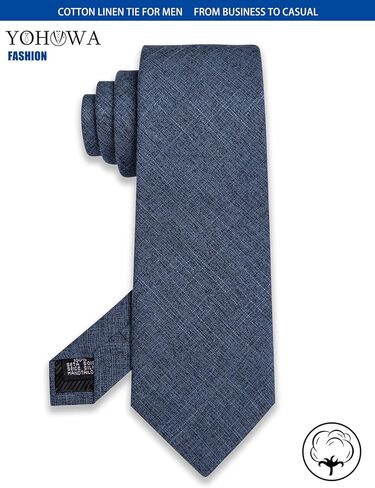 YOHOWA Extra Long Men's Tie Set with Clip Wool Linen Solid Checkered Business Wedding Neckties Handkerchief Cufflinks in Kuwait