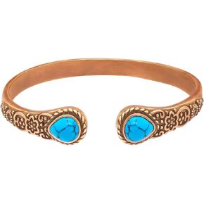 JEROOT Copper Bracelets for Women, Magnetic Bracelets for Women, 99.99% Pure Copper Cuff Bangle with 3500 Gauss Magnets, Turquoise, Vintage Flower Bracelets