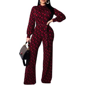 Jumpsuit for Women Sexy Elegant Long Straight Pants Cocktail Printing Jumpsuits Party Club with Zipper