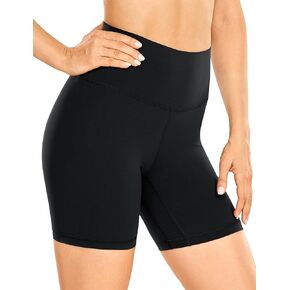 CRZ YOGA Women's Brushed Naked Feeling Biker Shorts 6'' - High Waist Matte Workout Gym Running Spandex Shorts