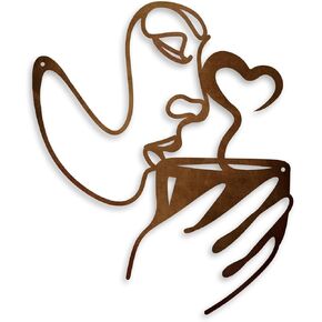 Oubasa Metal Coffee Sign Wall Art, Kitchen Home Wall Decor, Minimalist Woman Coffee Black Wall Decors Modern Art for Office Living Room Coffee Bar Decorations, Housewarming Gifts