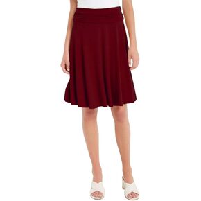 Solid Basic Fold-Over Stretch Midi Short Skirt - Made in USA