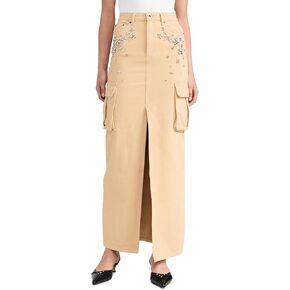 Self Portrait Women's Embellished Denim Cargo Maxi Skirt in Kuwait