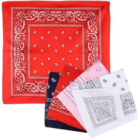 The Dreidel Company Classic Bandana Handkerchiefs, Southwestern Cowboy Design Fashion, Unisex Print Head Wrap, 19"