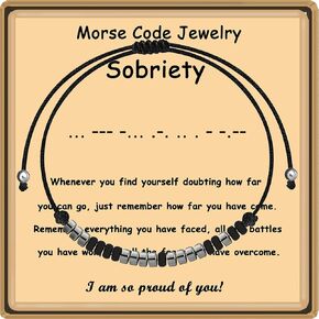 Sobriety Gift for Women Men Inspirational Morse Code Bracelet Addiction Recovery Gift 12 Step Gift Milestone Gift AA Alcoholics Anonymous Gift