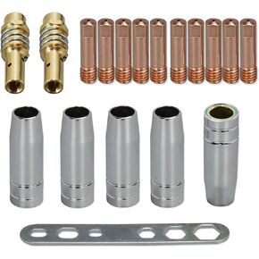 RIVERWELD MB15 15AK Contact Tip .035" 0.9mm M6 & Tips Holder Difuser & Shield cup & For MB15 15AK MIG Welding Torch 18pcs