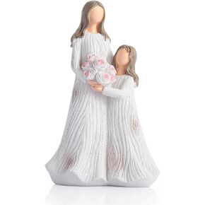 Mom and Daughter Statues and Figurines, Hand-Painted Collectible Figurine Flower Gifts for Mother's Day, Christmas, Thanksgiving