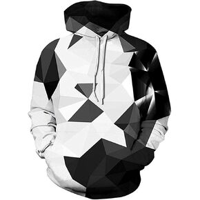 Unisex Graphic Hoodies, 3D Novelty Pullover Sweatshirt, Xmas Men Women Teen Boy Gifts, Black White Galaxy Print Flag