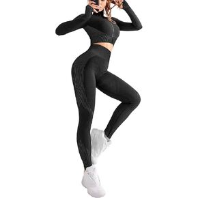 OLCHEE Womens 2 Piece Tracksuit Workout Set - Leggings and Crop Top