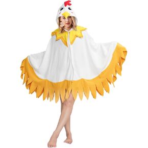 White Chicken Costume Adult, Unisex Animal Cosplay Cape