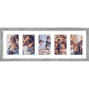 8x14 Collage frame with 3 Openings 4X6 Pictures, Multiple Picture Frame with Mat, Wall or Tabletop Decor, Black Wood Grain,2 Pack