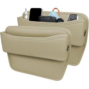 Car Seat Gap Filler Organizer,2 Pack Leather Car Seat Organizer and Storage for Front Seats, Interior Car Accessories for Phones, Glasses, Keys, Cards (Black, 2 Pack)