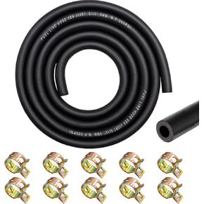 Taiss 5/16" (8mm) ID Fuel Line Kit, 6.56FT(2m) 300PSI NBR Rubber Fuel Line Hose with 10PCS 14mm ID Hose Clamps for Automotive Fuel Systems Engines:Tractors, Mowing Machine,Snow Machine,Etc