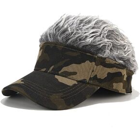 Novelty Adjustable Sun Visor Cap with Fake Hair Wig Men Women Creative Baseball Tennis Golf Cap Hip Hop Funny Hat