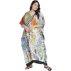Oussum Women Long Maxi Plus Size Polyester Kaftan Caftan Gown Beach Party Casual Dress