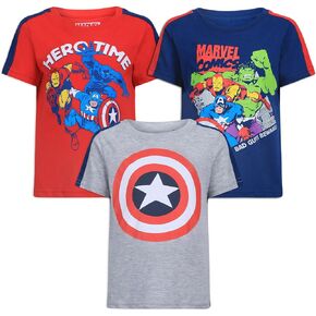 Marvel Avengers Boys 3 Pack Short Sleeve T-Shirts for Toddler and Little Kids