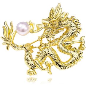 Dragon Brooch for Men Boys Animal Brooch Pin Pearl Animal Brooch Lapel Pin Jewelry