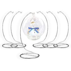 Silver Ornament Display Stand - Terrarium Displayer - Smooth Chrome Metal - 7 Inches High - Set of 6