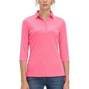 MOHEEN Women's Polo Shirt UPF 50+ Quick Dry Moisture Wicking 3/4 Sleeve Golf Sun Shirts Athletic Casual Work S-2XL