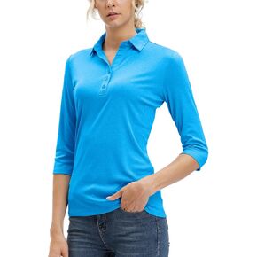 MOHEEN Women's Polo Shirt UPF 50+ Quick Dry Moisture Wicking 3/4 Sleeve Golf Sun Shirts Athletic Casual Work S-2XL