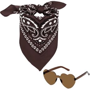 choyaxo Cowgirl Bandana and Heart Shaped Sunglasses for Women Men Western Themed Party Halloween