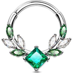 Jewseen Red Septum Ring Green Septum Piercing Jewelry Red Cartilage Earring CZ Daith Helix Conch Piercing for Women Men
