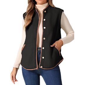 Allegra K Women's Fleece Vest Outerwear with Pockets Button Down Sleeveless 2024 Fall Winter Fashion Fuzzy Vest
