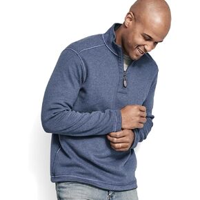 Johnston & Murphy Men's Reversible Solid Quarter-Zip Blue/Light Gray M US