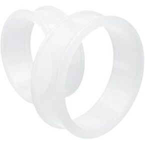 Pair 1-1/16" (26MM) CLEAR SILICONE FLAT FLARE TUNNELS Double Flare Gauges Thin Soft Flexible Flesh Plugs (2pcs)